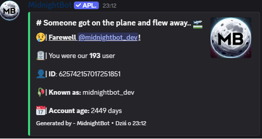 Farewell message screenshot