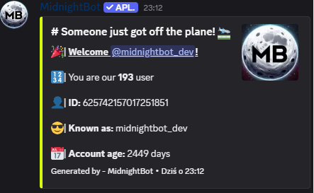 Welcome message screenshot
